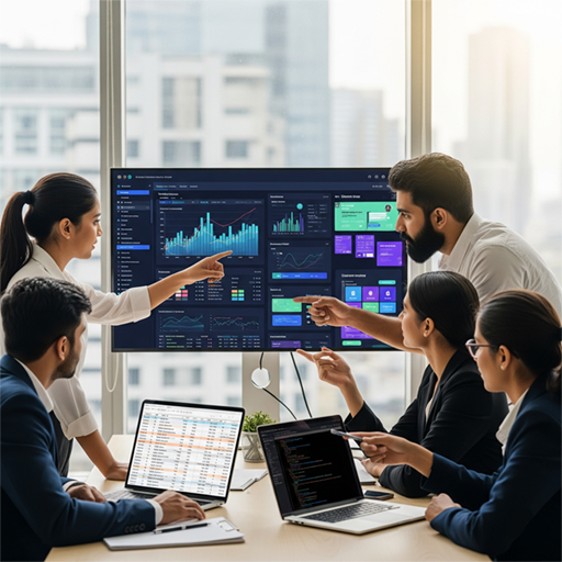 Professionals collaborating on a project